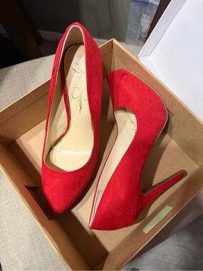 Muse Red Suede Pointed-Toe Stiletto Pumps